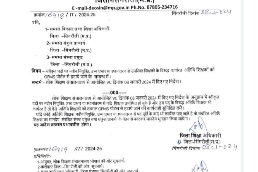 अतिथि शिक्षकों को तत्काल निकालने का आदेश जारी