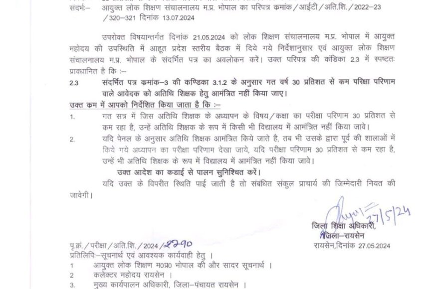 अतिथि शिक्षकों को निकालने का आदेश जारी,30 फीसदी से कम नतीजे वाले स्कूलों के हटाए जाएंगे शिक्षक