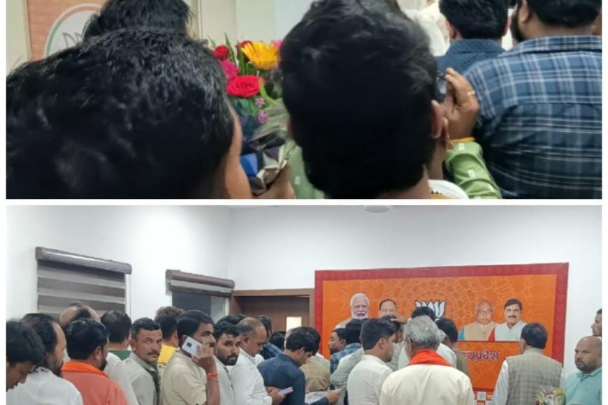 बीजेपी कार्यकारिणी के लिए 'धक्कम-धक्का' हजारों की संख्या में पहुंचे कार्यकर्ता