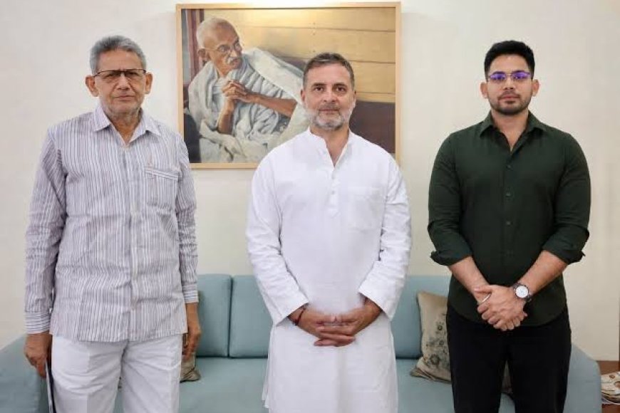 दतिया से अपने बेटे को टिकट दिलाने दिल्ली पहुंचे पूर्व विधायक राजेन्द्र भारती राहुल गांधी से की मुलाकात