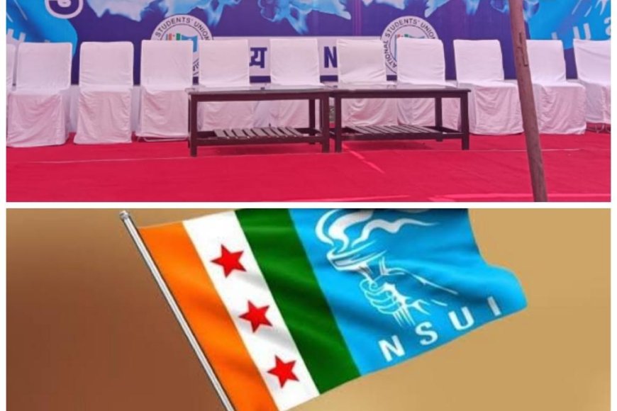BSP के रंग में रंगी NSUI होर्डिंग बैनर से गायब हुआ ध्वज दलितों को अपनाने का नया रास्ता