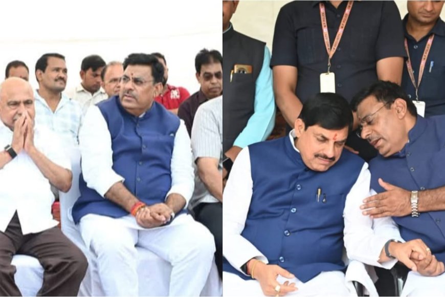 सीएम के कान में फुसफुस और बीजेपी अध्यक्ष से आंख मिचोली खेलते नजर आए बीजेपी विधायक रामेश्वर शर्मा
